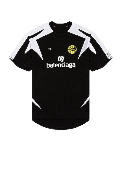 Shop Balenciaga Short Sleeve Soccer T-shirt In Black & White