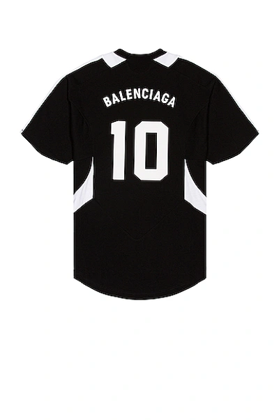 Shop Balenciaga Short Sleeve Soccer T-shirt In Black & White