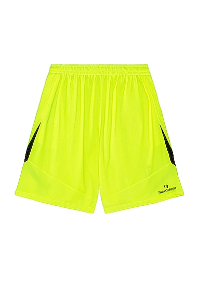 Shop Balenciaga Soccer Shorts In Fluo Yellow & Black