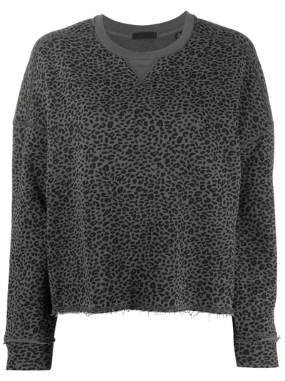 Shop Atm Anthony Thomas Melillo Leopard Print Cropped Sweatshirt In Grey