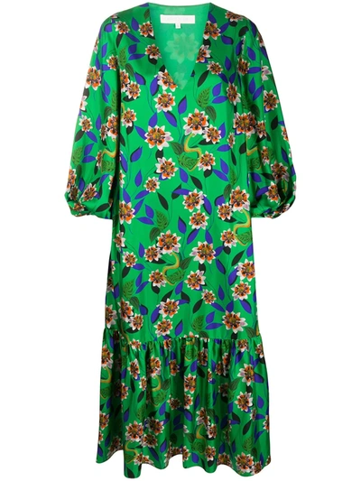 Shop Borgo De Nor Marita V-neck Midi Dress In Green