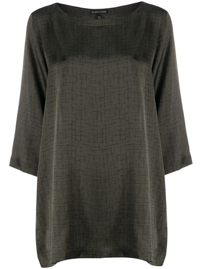 Shop Eileen Fisher Printed Tunic Top In Green