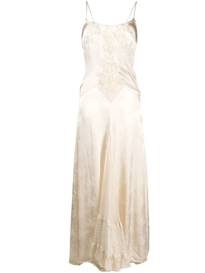 Shop Antonio Marras Floral Maxi Gown In Neutrals