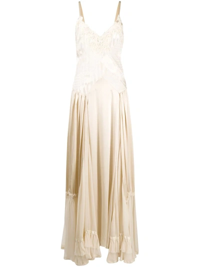Shop Antonio Marras Bead-embroidered Long Dress In Neutrals