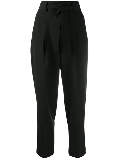 Shop Pt01 High-waisted Tapered Trousers In Black