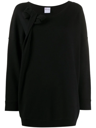 Pre-owned Valentino 2000s Bow Detail Oversized Sweatshirt In Black