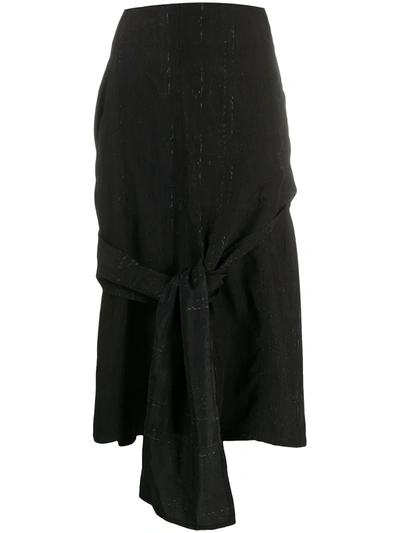 Pre-owned Yohji Yamamoto 1990s Knot Detail Below-the-knee Skirt In Black