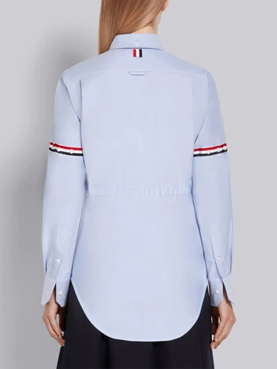 Shop Thom Browne Light Blue Cotton Oxford 4-pocket Adjustable Grosgrain Band Shirt