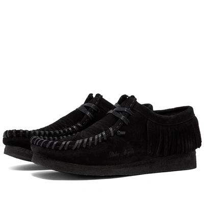 Shop Palm Angels X Clarks Fringed Wallabee In Black