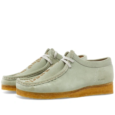 Shop Palm Angels X Clarks Logo Etched Wallabee In Grey