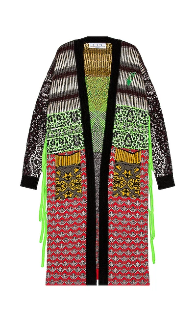 Shop Off-white Persian Fantasy Kimono In Grey & Green