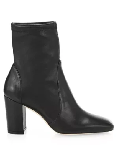 Shop Stuart Weitzman Caressa Leather Sock Boots In Black