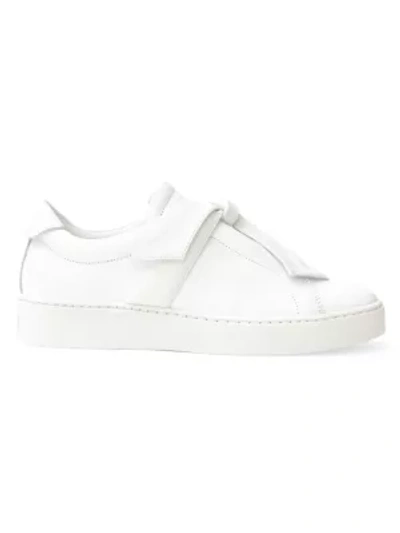 Shop Alexandre Birman Clarita Bow Leather Sneakers In White
