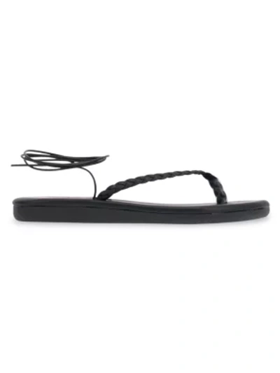 Shop Ancient Greek Sandals Plage Braided Leather Thong Sandals In Black