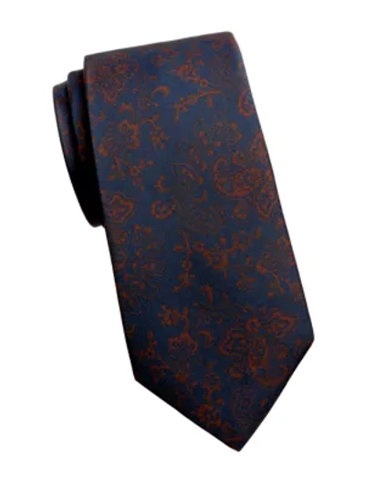 Shop Kiton Men's Floral Silk Tie In Blue