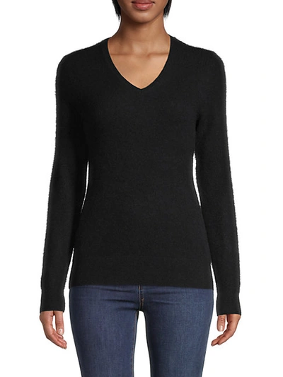 Shop Saks Fifth Avenue V-neck Cashmere Sweater In Ebony