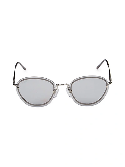 Shop Tod's 55mm Round Sunglasses In Silver Black