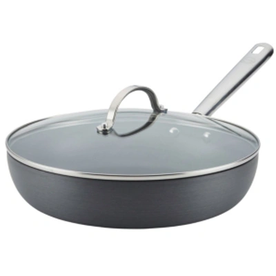 Shop Anolon Professional Hard Anodized Nonstick Covered Deep 12" Skillet In Grey