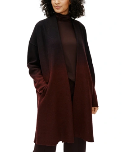 Shop Eileen Fisher Ombre High-collar Coat In Med Brown
