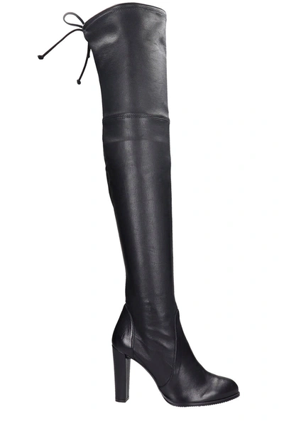 Shop Stuart Weitzman Highland High Heels Boots In Black Leather