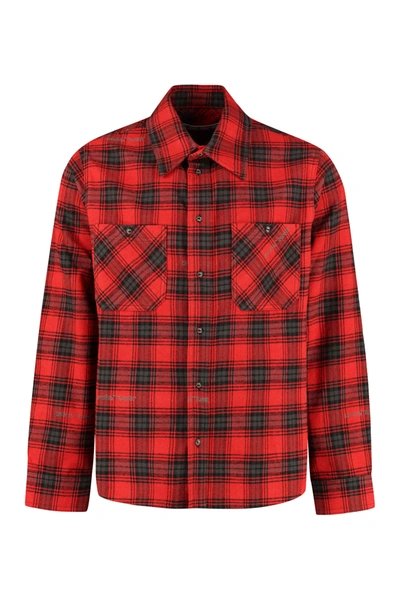 Shop Off-white Checked Flannel Shirt In Red