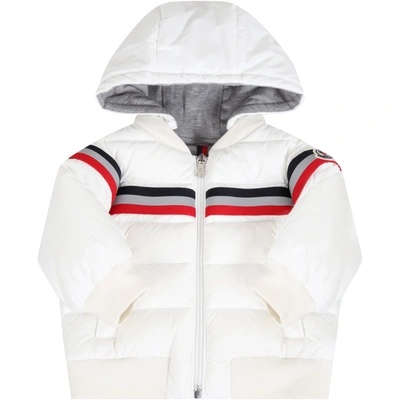 Shop Moncler Ivory Jacket For Babykids In White