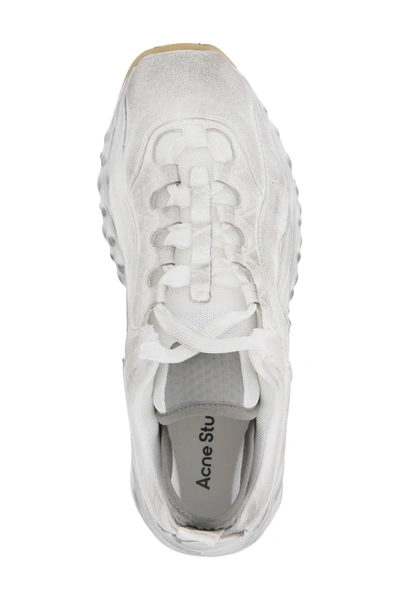 Shop Acne Studios Tumbled Manhattan Sneakers In White,grey