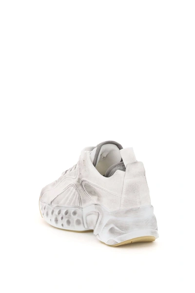 Shop Acne Studios Tumbled Manhattan Sneakers In White,grey