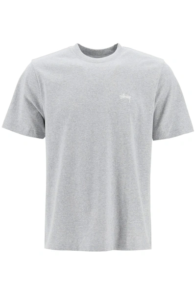Shop Stussy T-shirt With Logo Embroidery In Grey