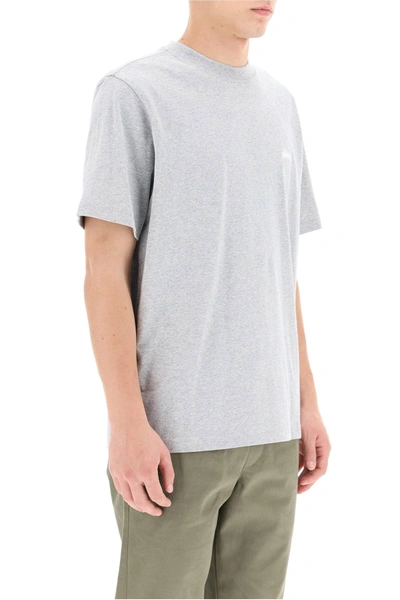 Shop Stussy T-shirt With Logo Embroidery In Grey