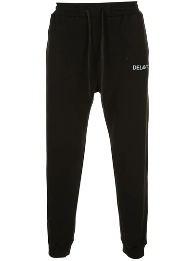 Shop Delantic Logo Verlour-lined "black Burrr Sweatpants" Trackpants