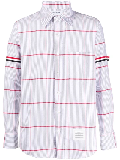 Shop Thom Browne Check Grosgain Armband Oxford Shirt In White