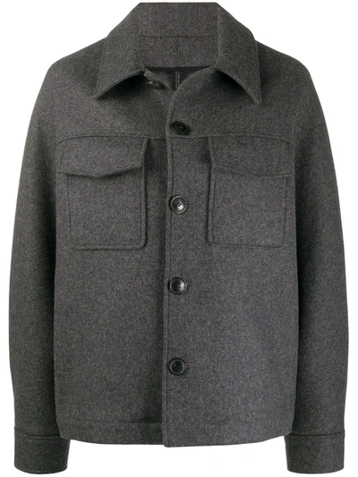 Shop Ami Alexandre Mattiussi Flap Pockets Buttoned Jacket In Grey