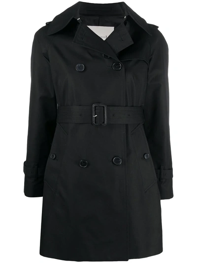 Shop Mackintosh Muie Short Cotton Trench Coat In Black