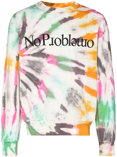 Shop Aries No Problemo Tie-dye Sweatshirt In White