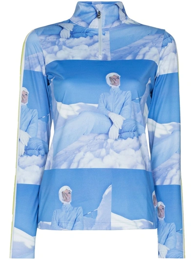 Shop Bogner Beline Graphic-print Ski Top In Blue