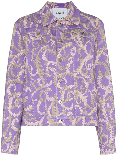 Shop Emilio Pucci X Koché Selva-print Denim Jacket In Purple