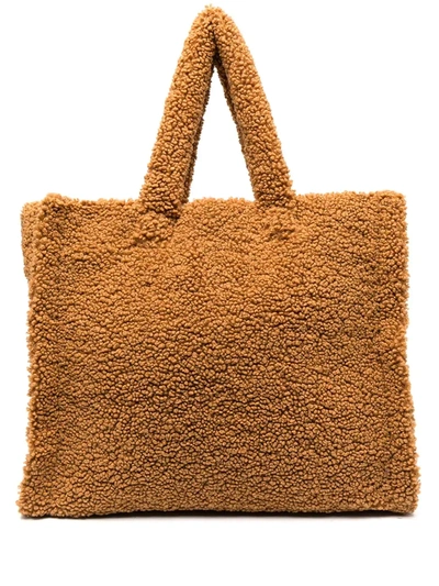 Shop Stand Studio Faux Shearling Tote In Brown