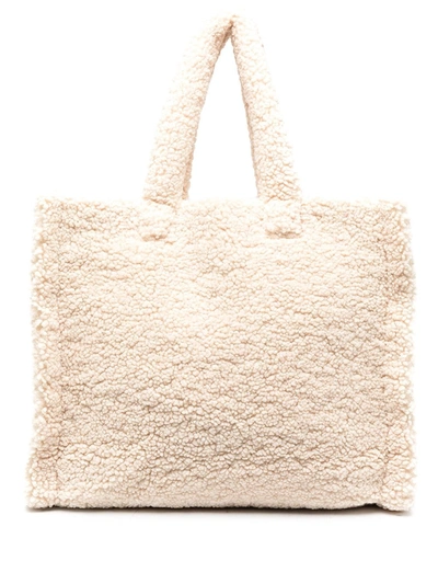 Shop Stand Studio Faux Shearling Tote In Neutrals
