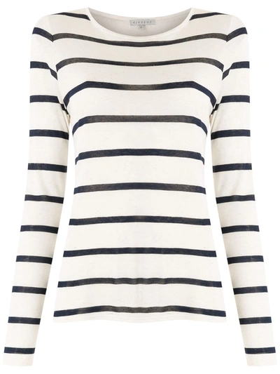 Shop Alcaçuz Striped Long-sleeve Blouse In White