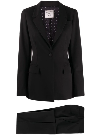 Shop Semicouture Single Breasted Split-hem Suit In Black