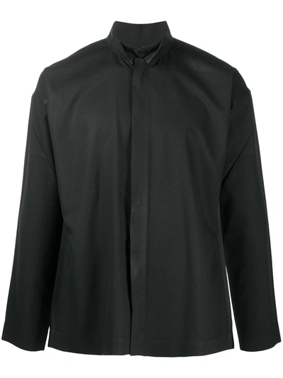 Shop Issey Miyake Double Collar Long-sleeved Shirt In Black