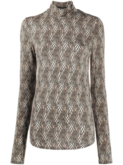 Shop Isabel Marant Patterned-print Roll-neck Top In Neutrals