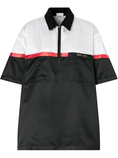 Shop Burberry Oversized Colour Block Bowling Shirt In Black