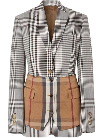 Shop Burberry Basque Detail Tailored Jacket In White