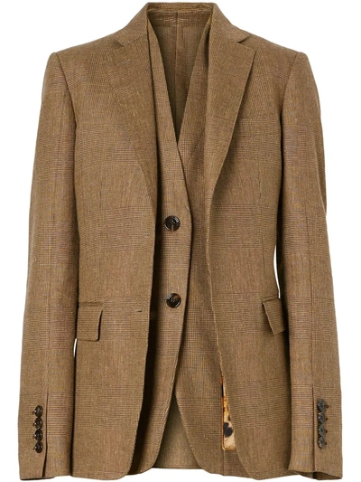 Shop Burberry Reconstructed Tailored Jacket In Brown