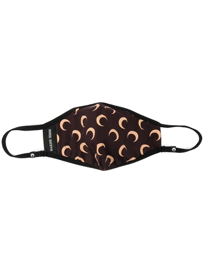 Shop Marine Serre Crescent Moon Print Face Mask In Brown