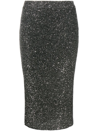 Shop Michael Michael Kors Glitter-effect Pencil Skirt In Silver