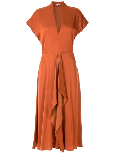 Shop Alcaçuz Clarice Flutter-detail Dress In Orange