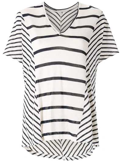 Shop Alcaçuz Striped V-neck Blouse In White